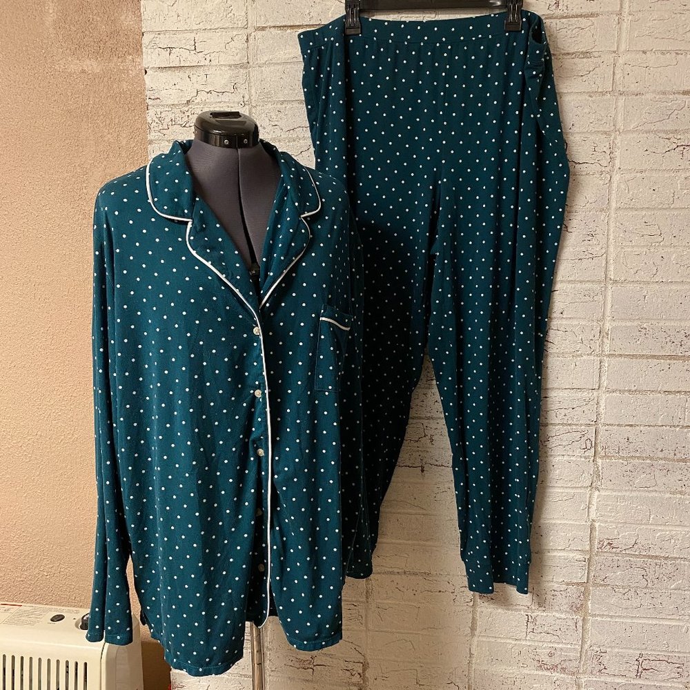 Alfani Plus Size green Polka Dot PJ Set 3X